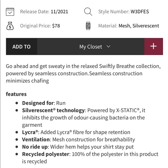 LULULEMON / Swiftly Breathe Long Sleeve - Capri / Capture Blue / NWT! - Picture 8 of 8